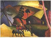 August Macke Native Aericans on horses painting